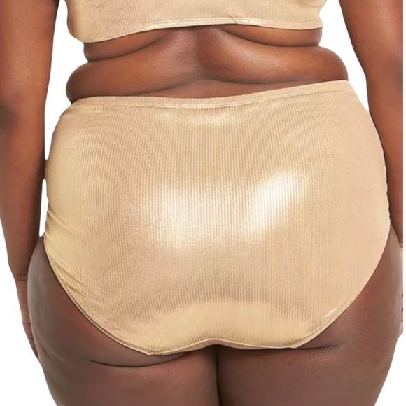 Lane Bryant Strappy Ruched-Side Swim Brief Size 24 in Café Mocha - Picture 3 of 3
